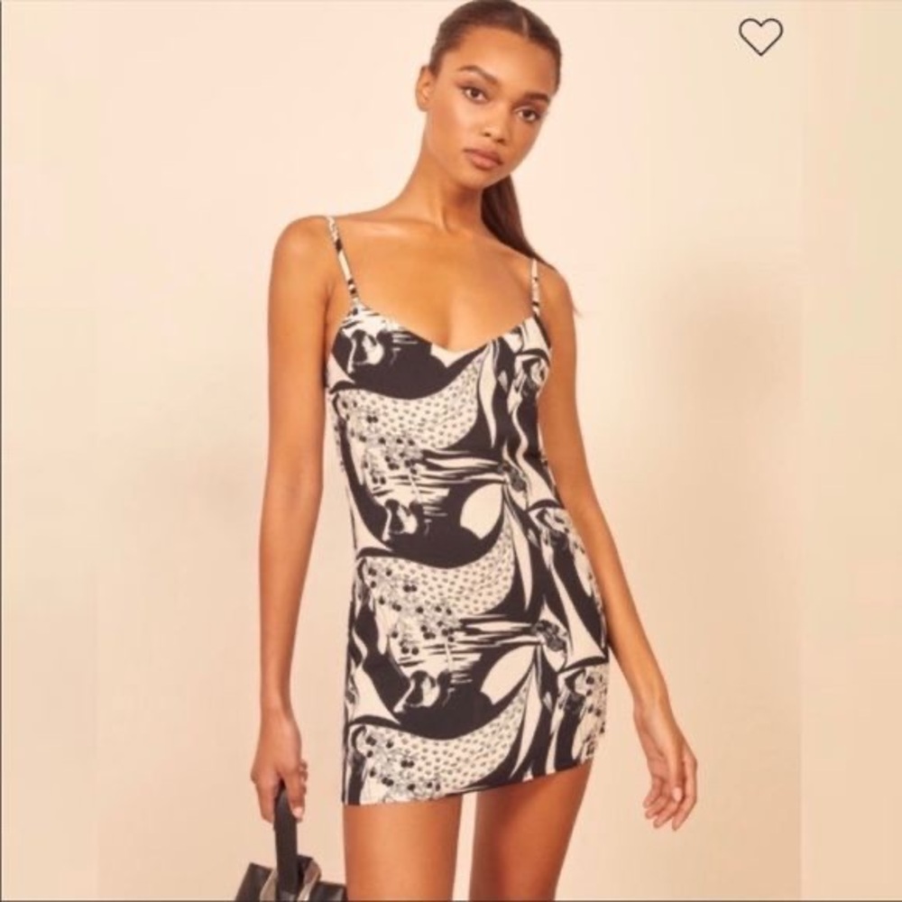 Reformation Monochrome Graphic Mini Dress